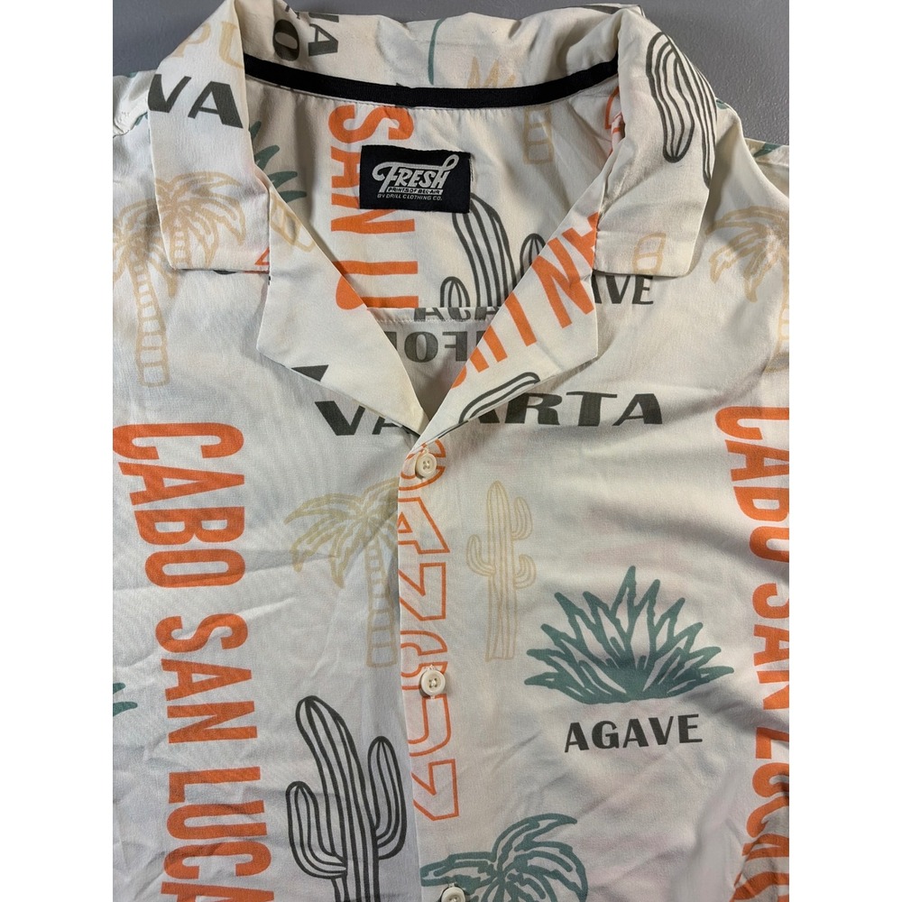 Fresh Prints of Bel-Air Button Down Shirt Mens 3XL Cream Mexico Vacation Agave